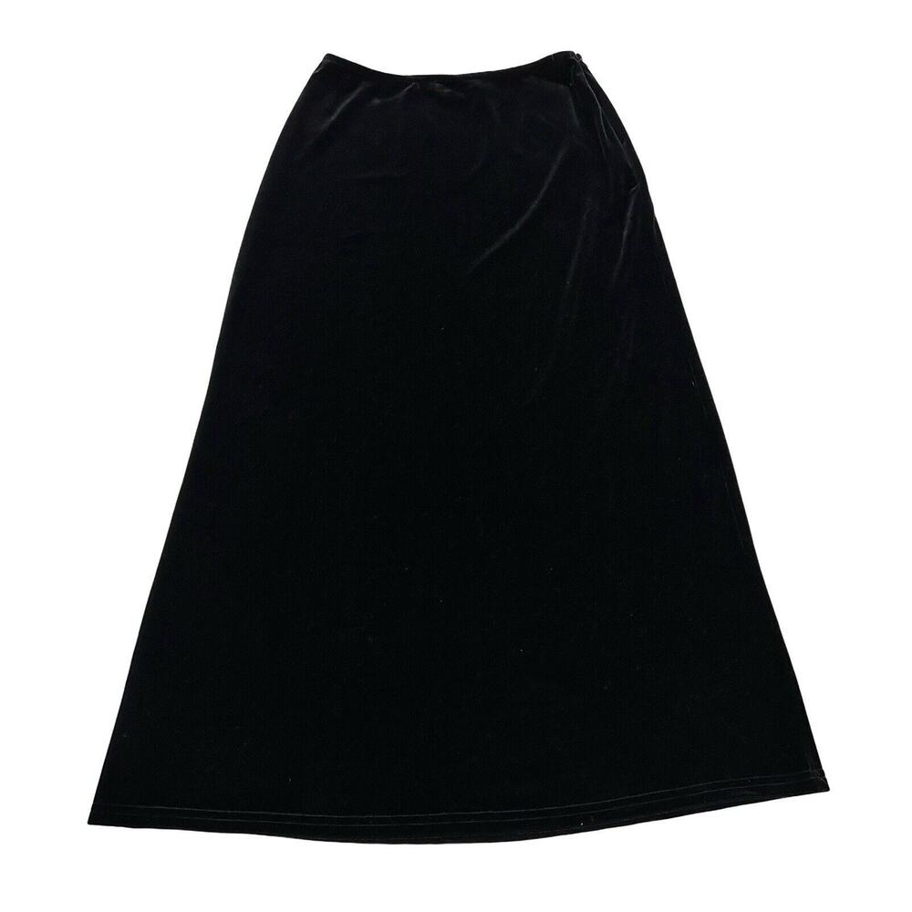 Scott McClintock Velvet Midi Skirt Womens Size 10 Black A Line Side Zip USA Made